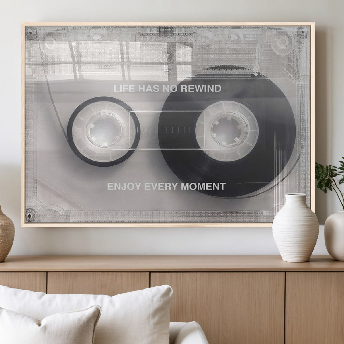 Vintage Cassette Tape Canvas Wall Art - Inspirational 'Life