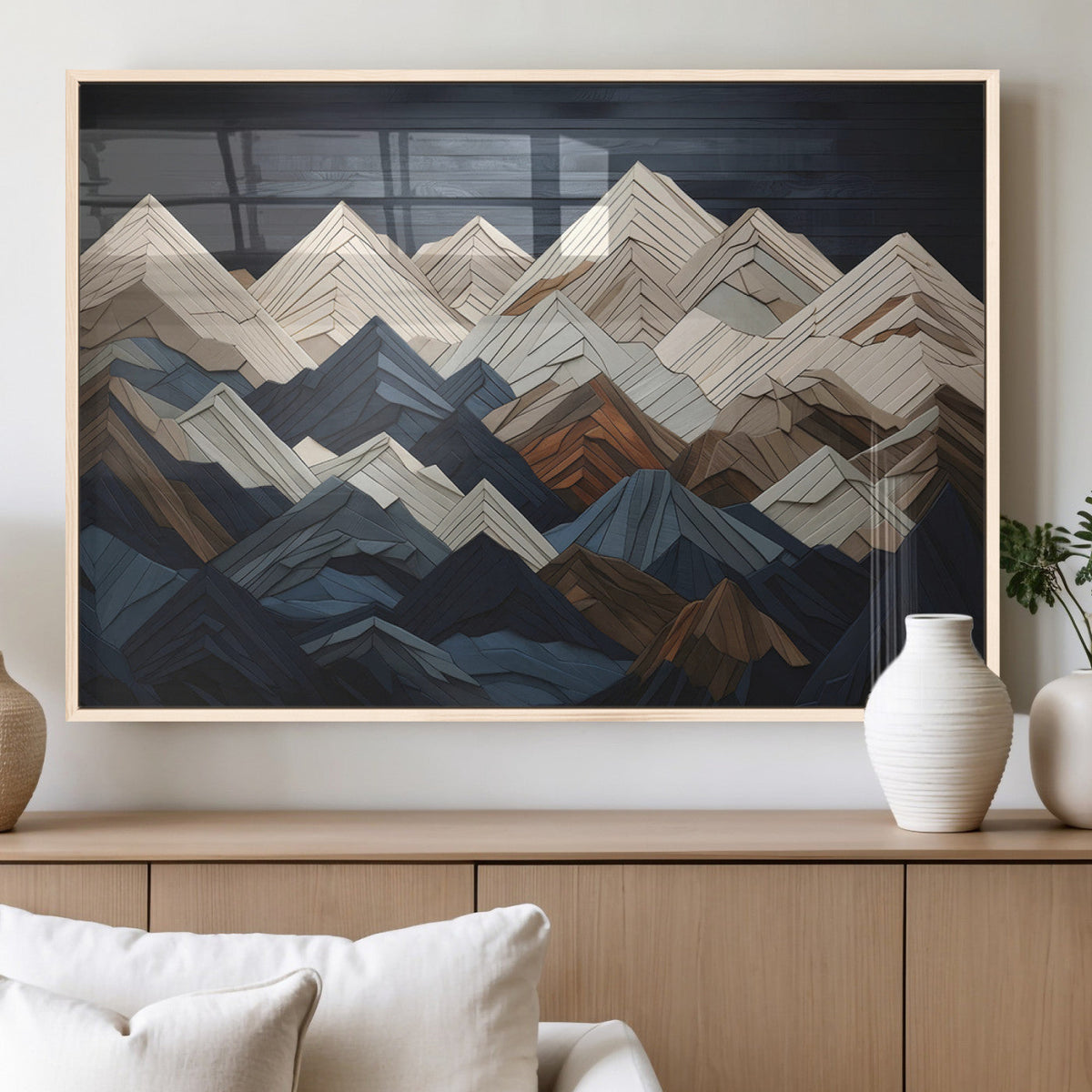 Mountain Wall Art – Modern Geometric Landscape Canvas Print,