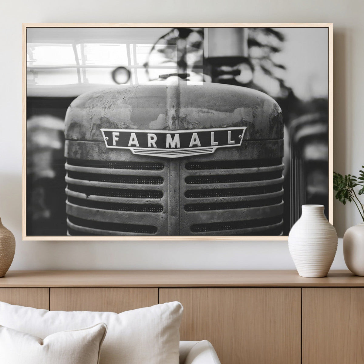 Vintage Farmall Tractor Wall Art Canvas Print, Rustic