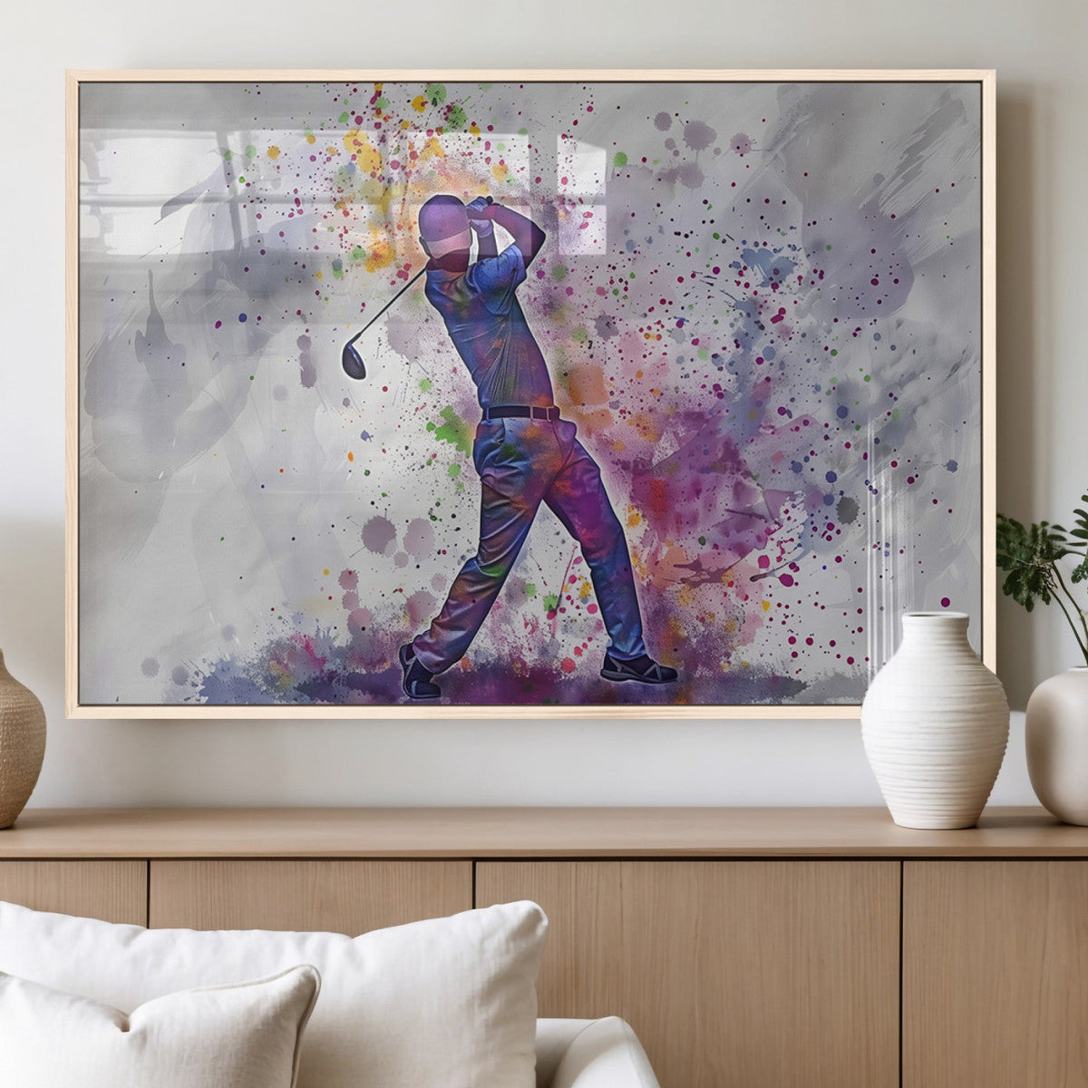 Watercolor Golf Swing Wall Art Canvas Print | Vibrant