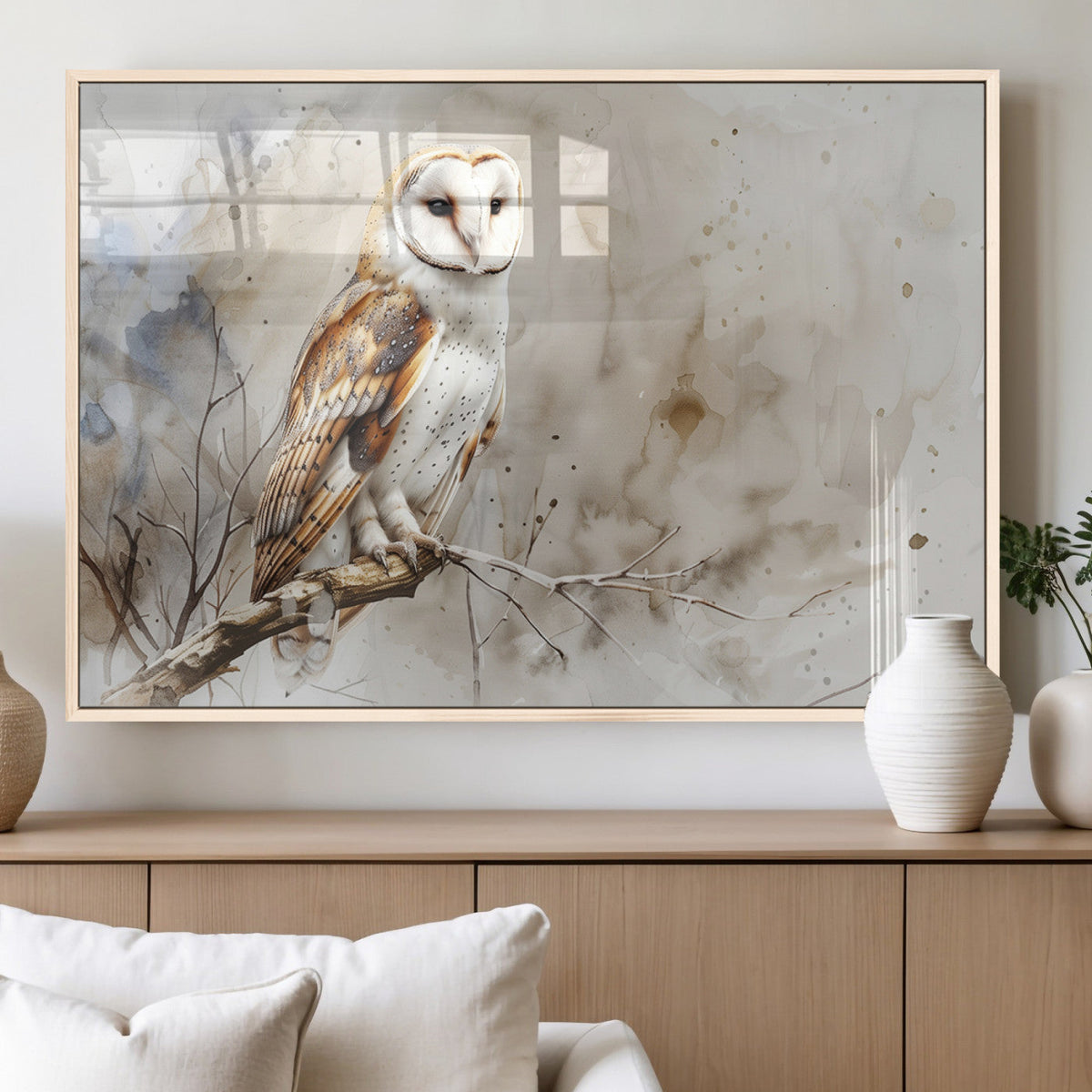 Barn Owl Wall Art | Watercolor Canvas Print | Perfect for