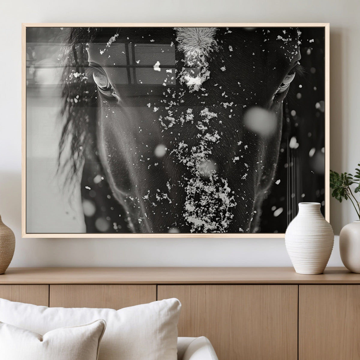 Winter Horse Snow Wall Art Canvas Print