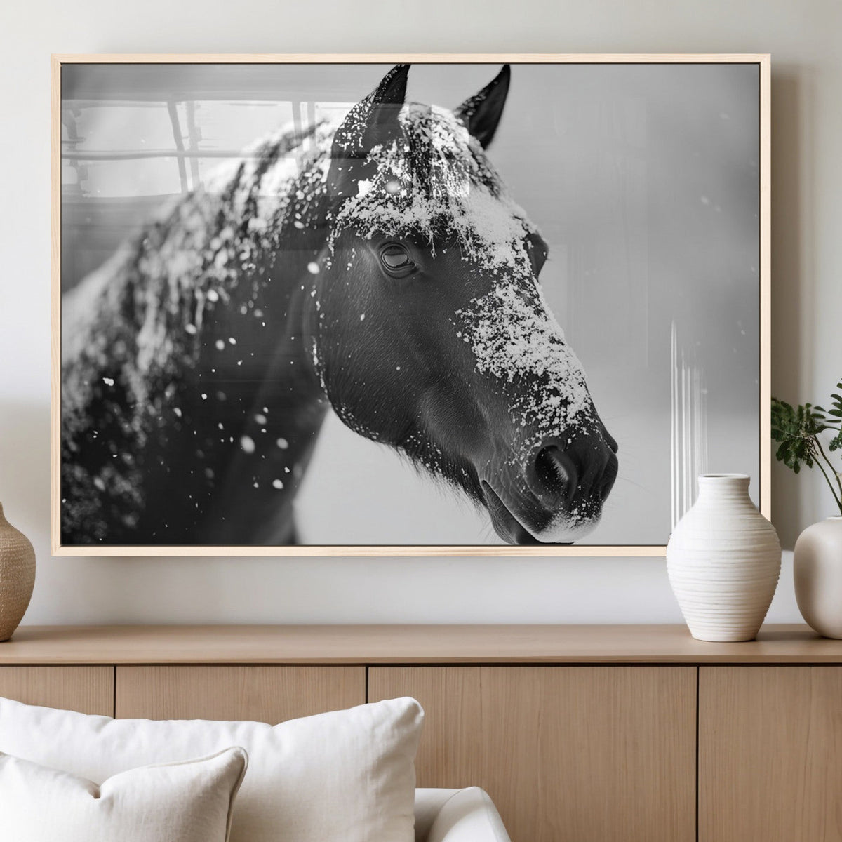 Horse Canvas Print - Winter Horse Snow Wall Art Canvas Print