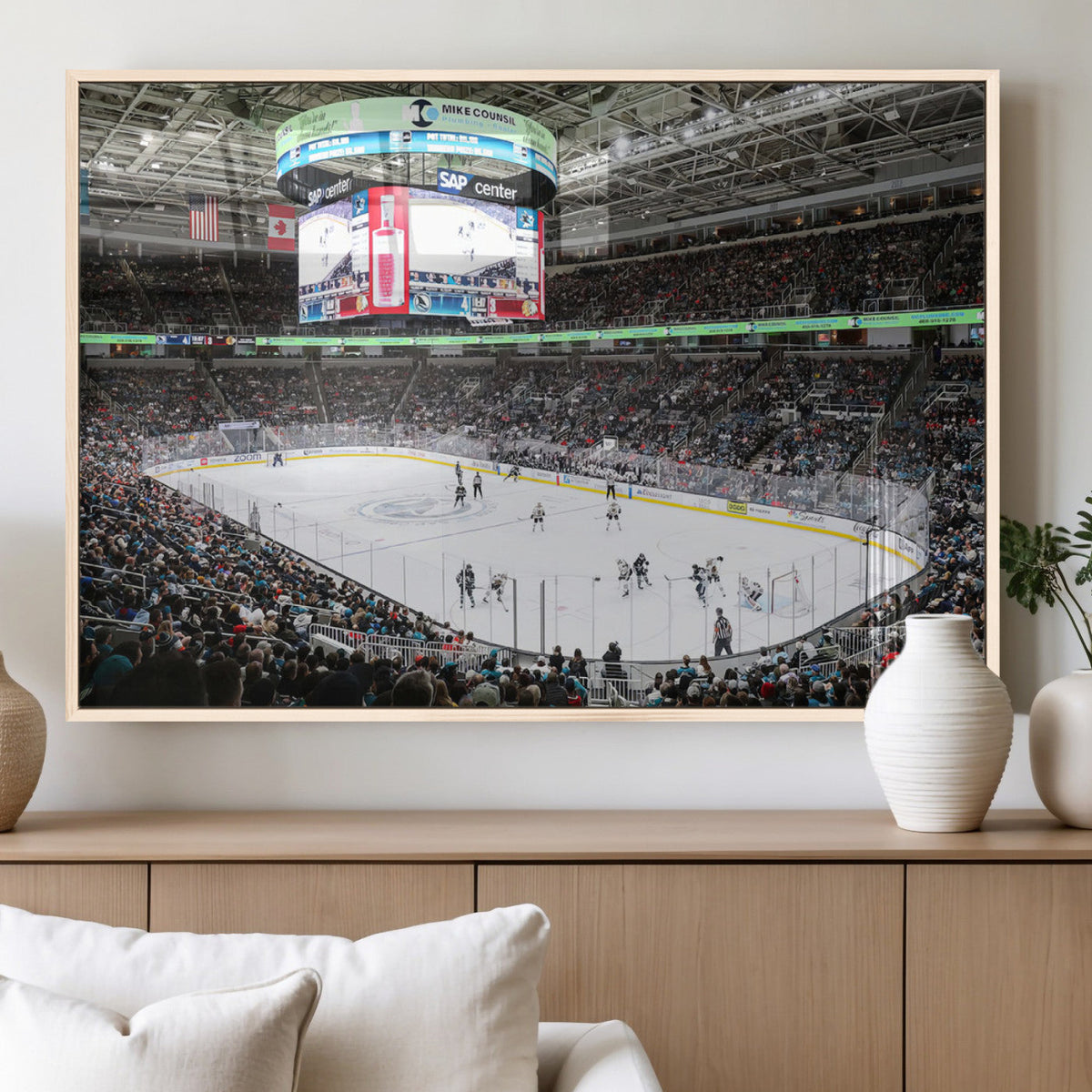 Sharks Arena Blackhawks Sharks Ice Hockey Stadium Wall Art