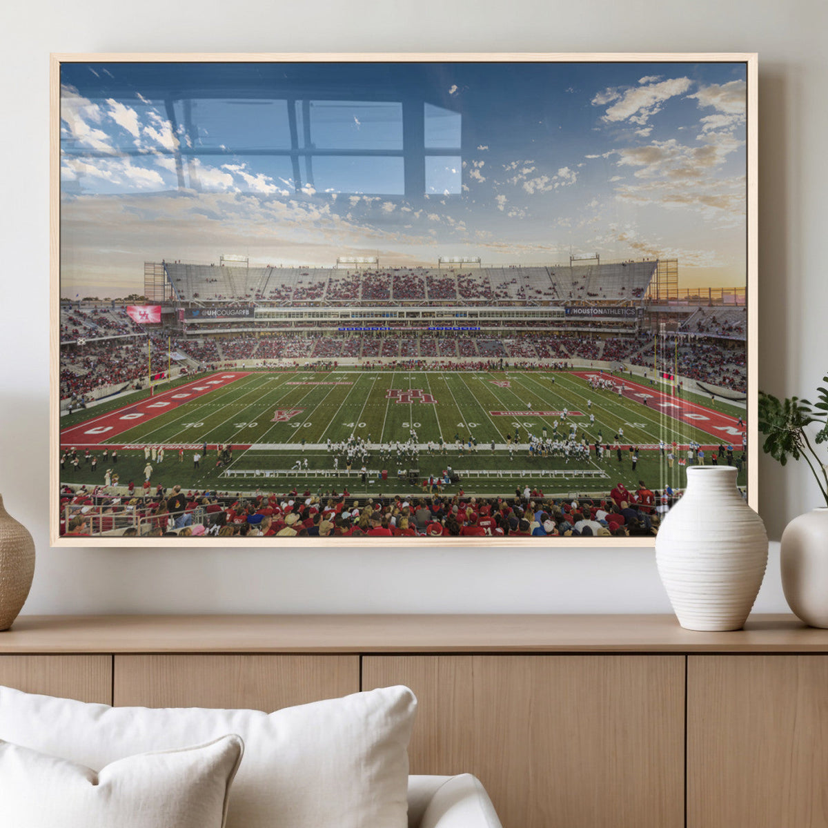 Framed Houston Cougars Football Team Print - Houston TDECU