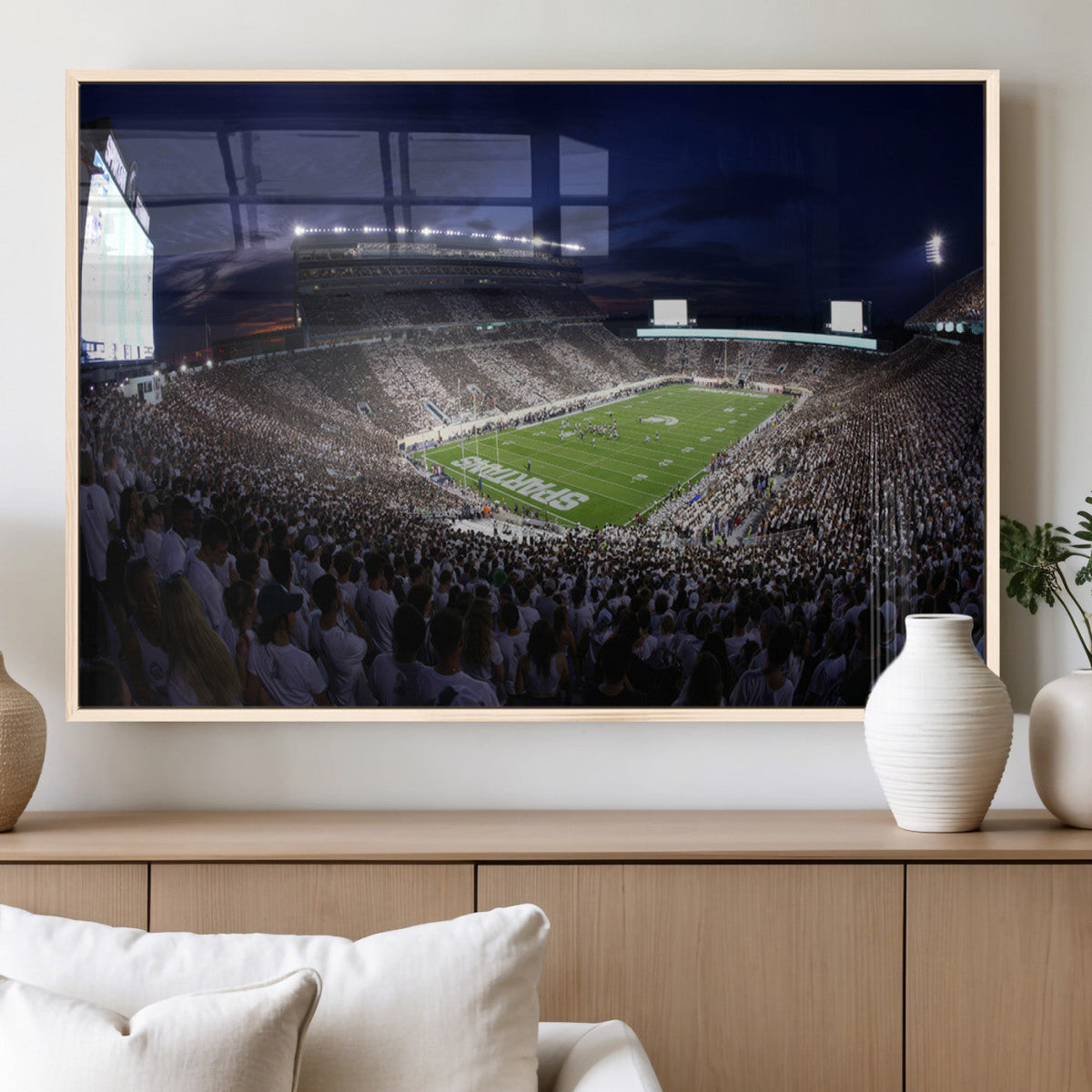 Michigan State Spartans Canvas, Framed Football Team Print -