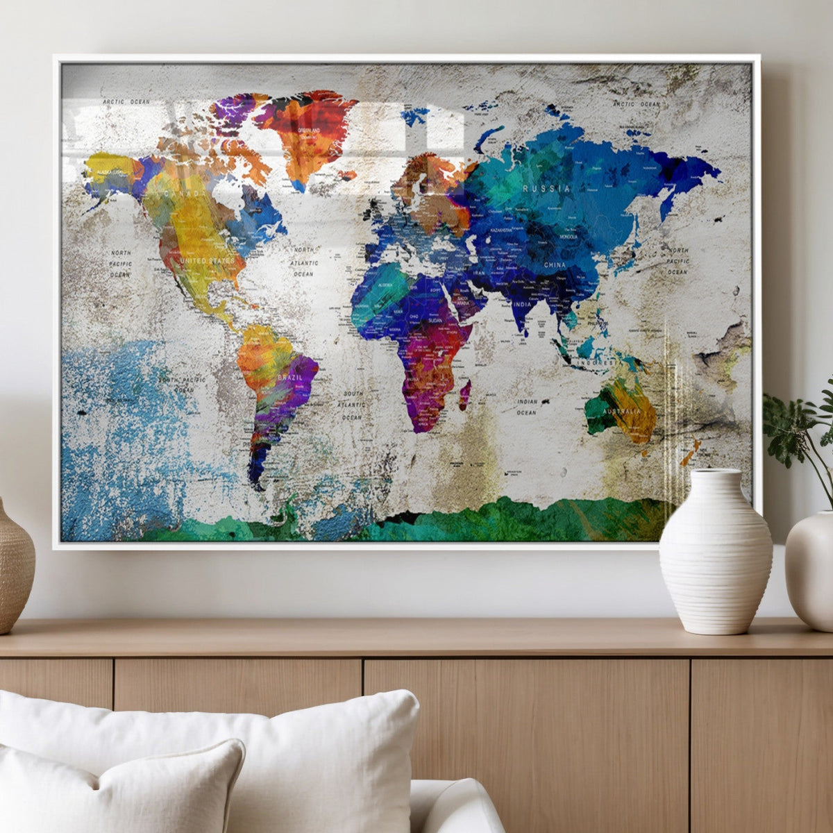 World Map Canvas Print – Framed Travel Map Wall Art for