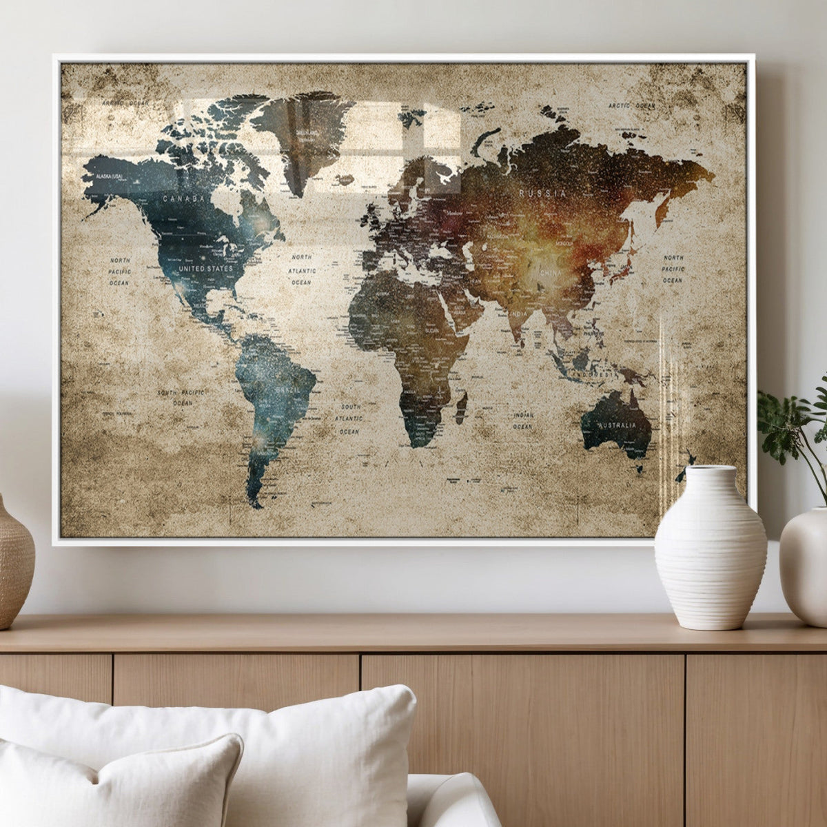 World Map Canvas Print – Detailed Map of the World Wall Art