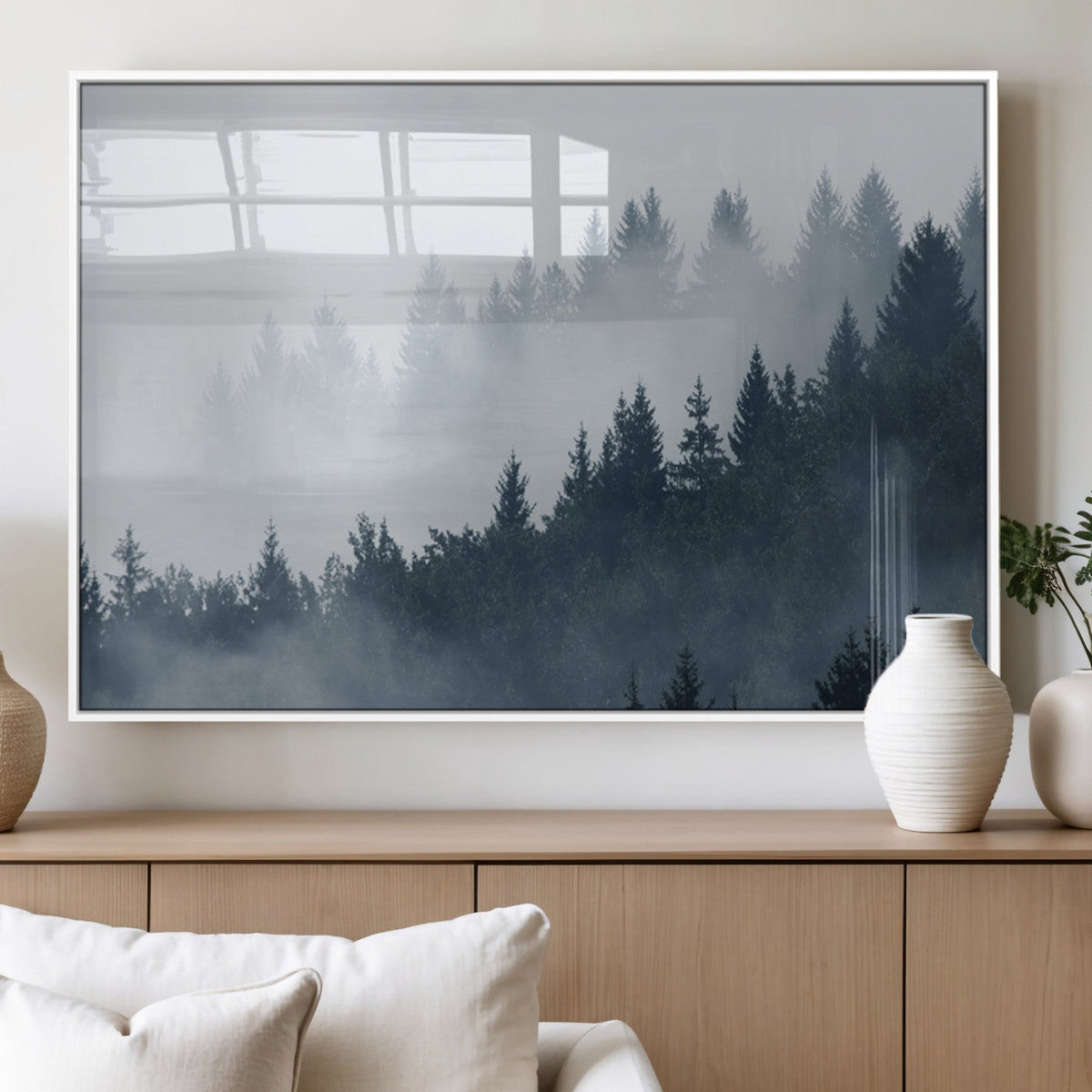 Foggy Pine Forest Wall Art Canvas Print