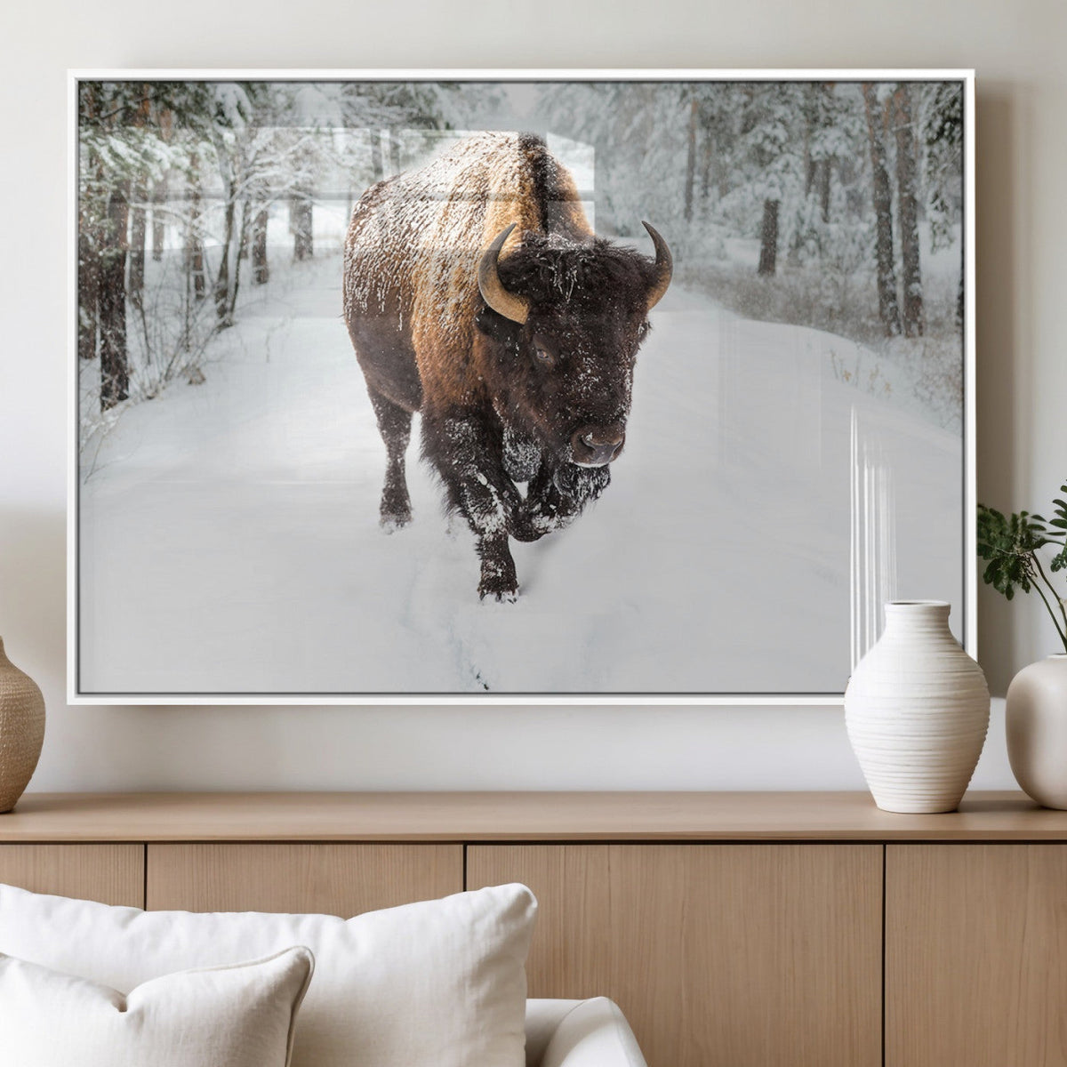 Bison Wall Art Canvas Print For Farmhouse, Animal Canvas