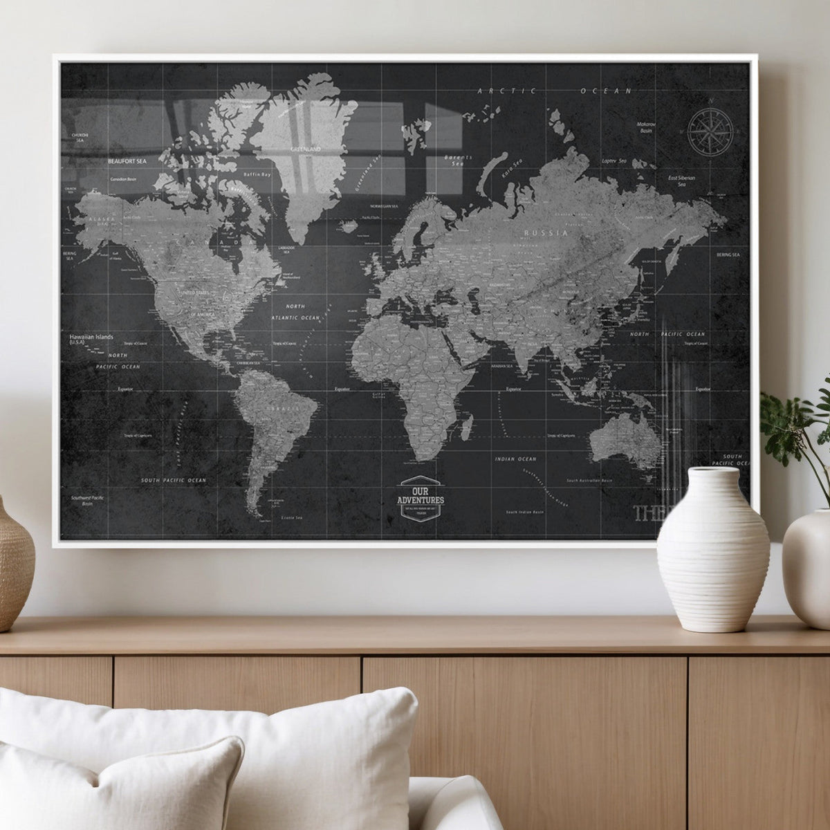 World Map Canvas Print – Detailed Map of the World Wall Art