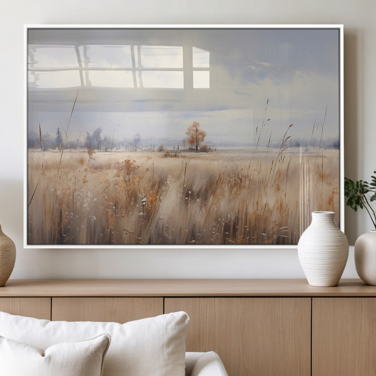 Golden Fields Wall Art Print Canvas – Serene Landscape of