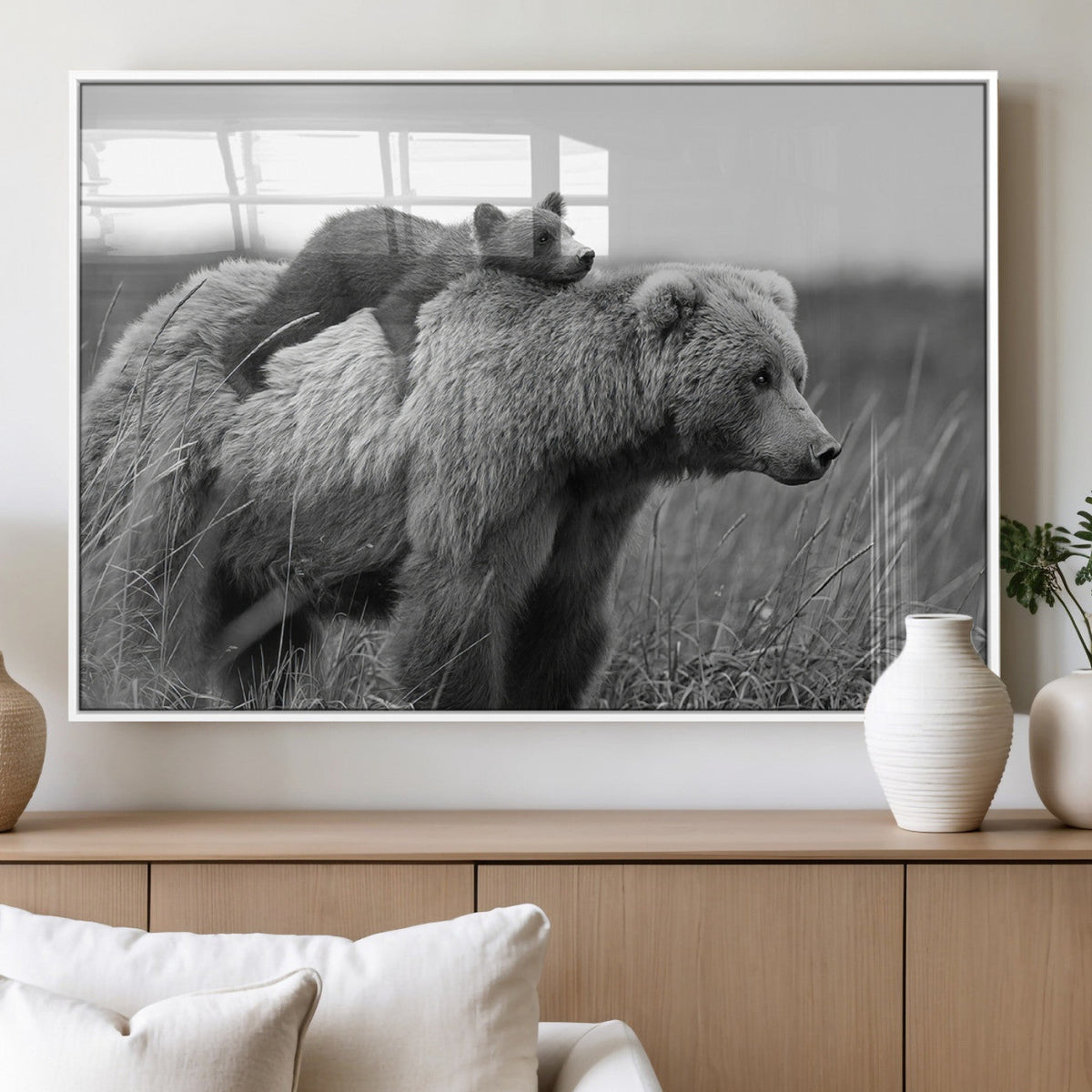 Bear and Cub Wall Art Canvas | 399 Bear Cub