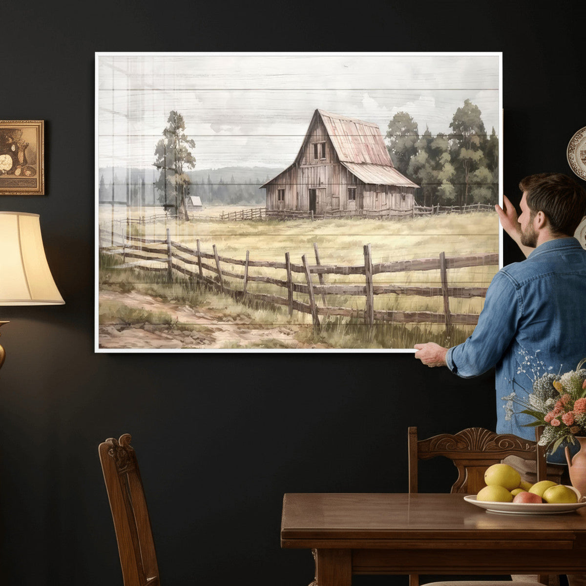 Rustic Farmhouse Barn Wall Art | 3-Panel Framed Gallery Wrap