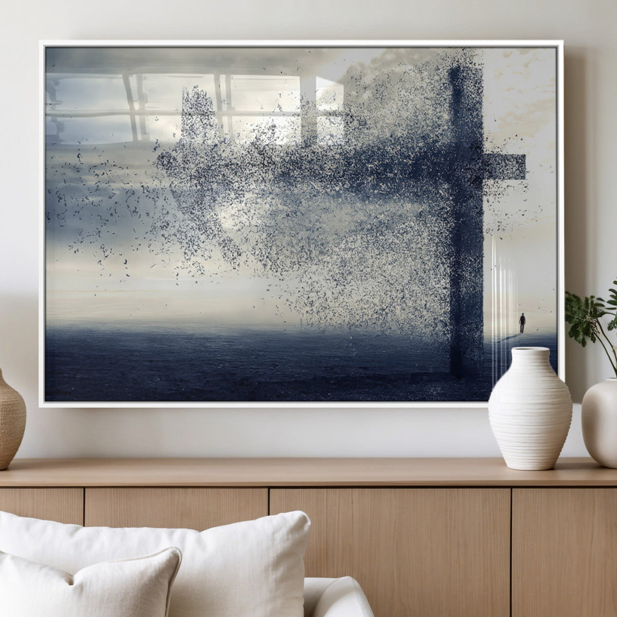 Jesus and the Fading Cross Wall Art Print – Symbol of Faith,