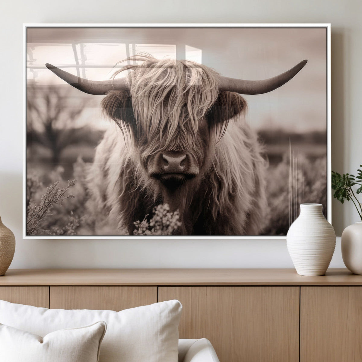 Scottish Cow Longhorn Wall Art Canvas Print