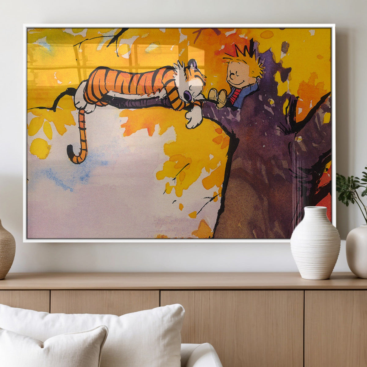 Calvin and Hobbes Tree Scene Canvas Print | 3 Panel Large