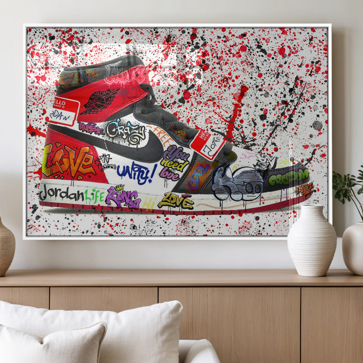 Jordan Shoes Graffiti Wall Art Canvas Print- Jordan Graffiti