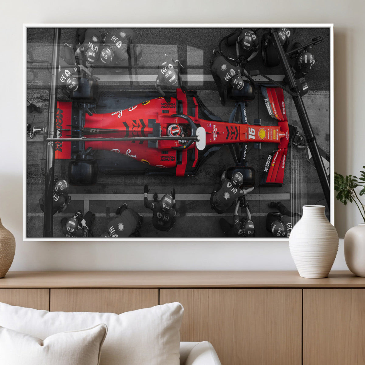 Ferrari Pit Stop Canvas Wall Art – Precision and Speed