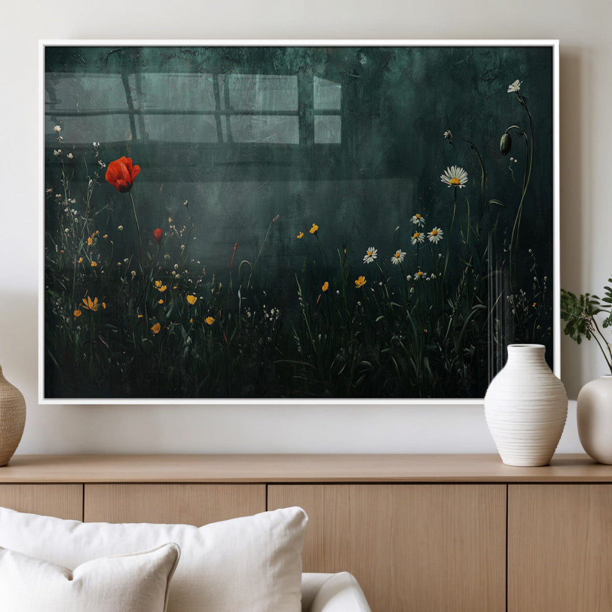 Wildflower Field Framed Wall Art, Vintage Botanical