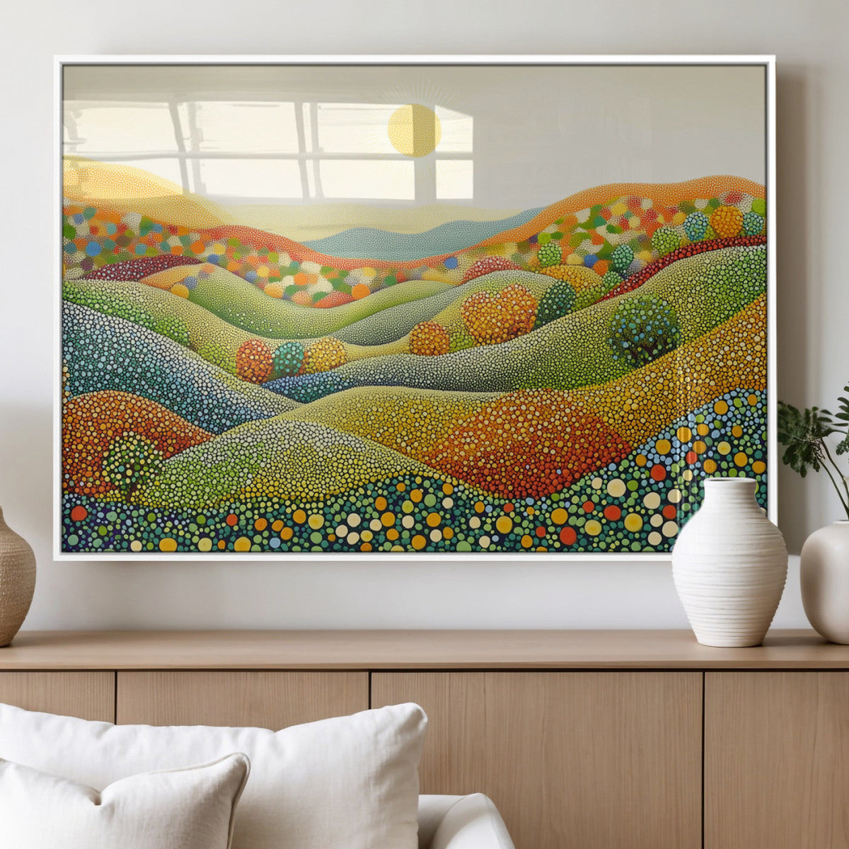 YAYOI KUSAMA Wall Art - Colorful Dot Art Landscape Canvas,