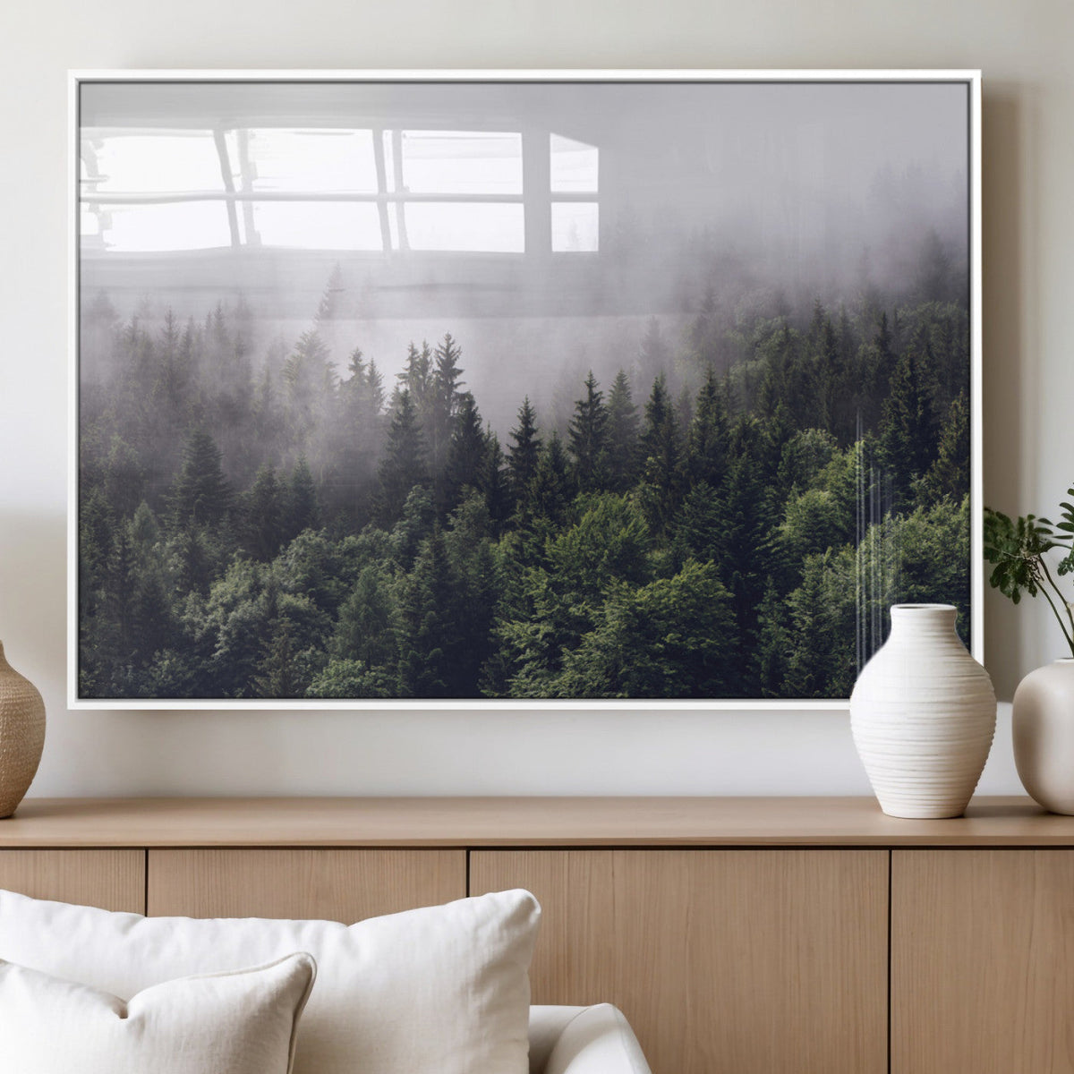 Misty Forest Wall Art | Foggy Forest Canvas Print | Large