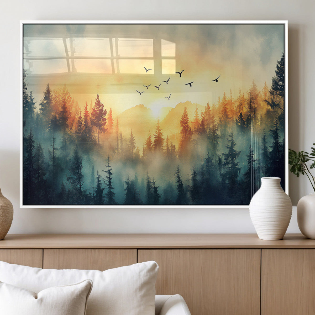 Abstract Forest Wall Art Print- Serene Nature Canvas Print