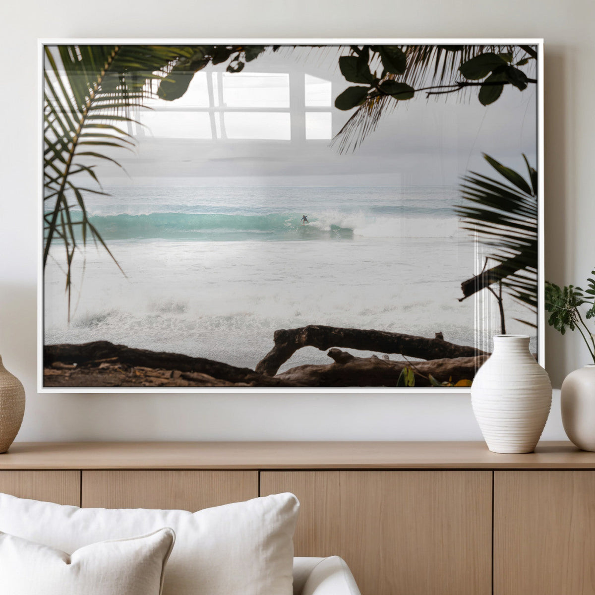 Tropical Surf Wall Art Canvas Print – Framed Palm Tree View