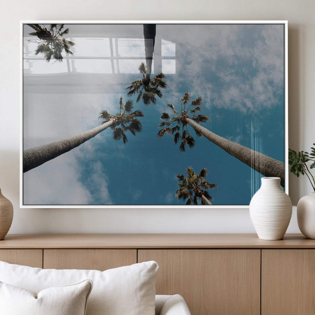 Tropical Palm Trees Wall Art Canvas Print Framed California