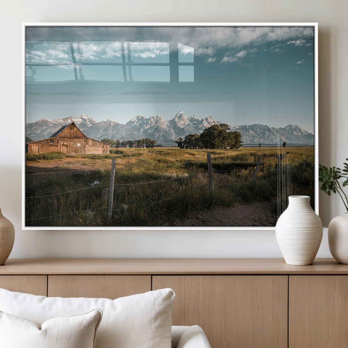 Rustic Farmhouse Wall Art Canvas Print – Framed Mountain
