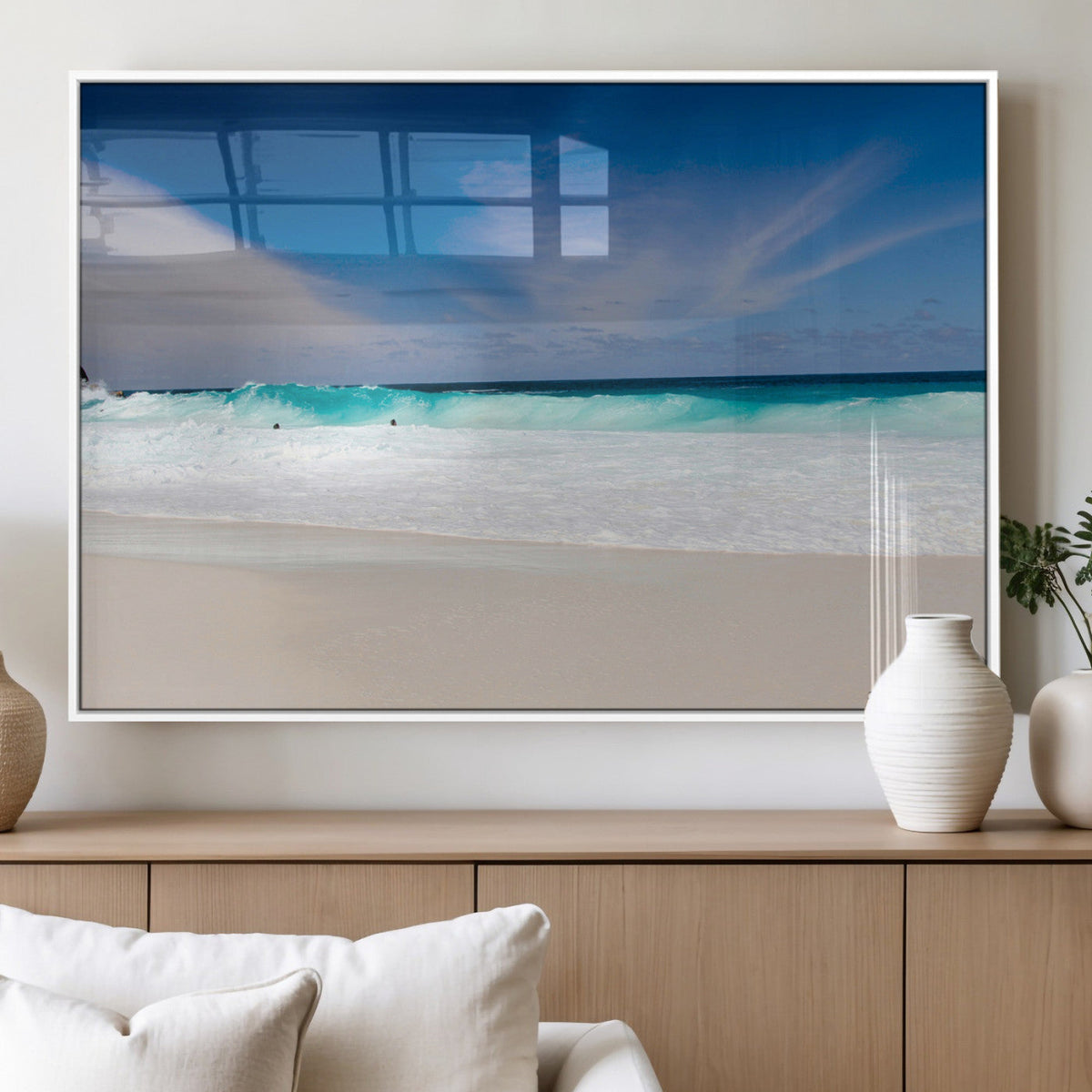 Ocean Breeze Wall Art Canvas Print, Aqua Waves and Coastal