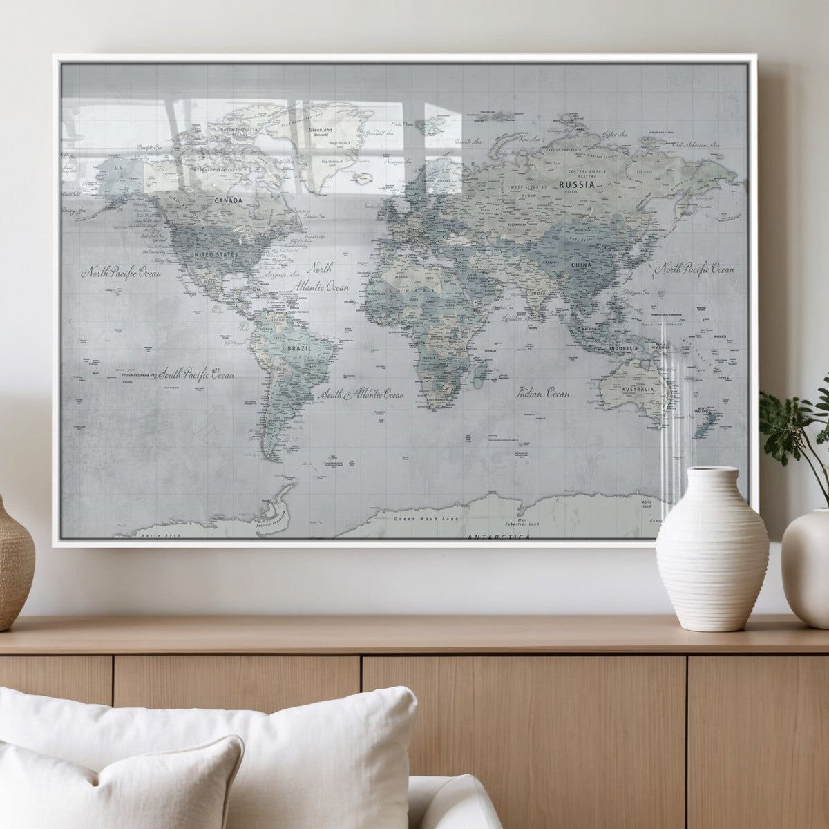 World Map Canvas Print – Detailed Map of the World Wall Art