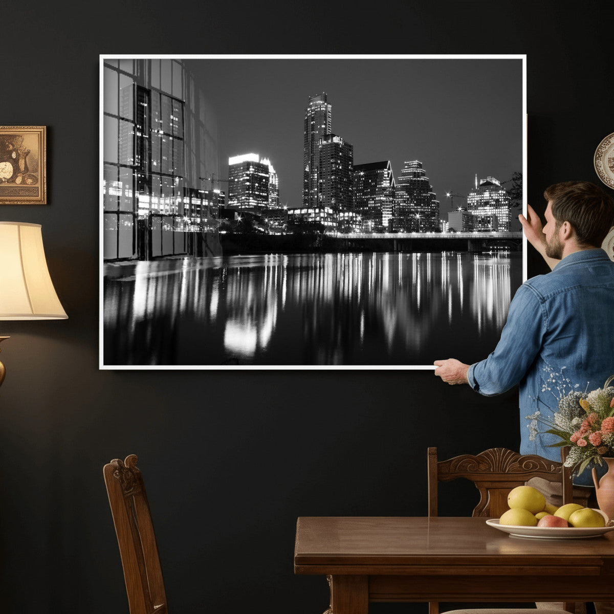 Austin Skyline Wall Art Canvas Print, Austin Downtown Night