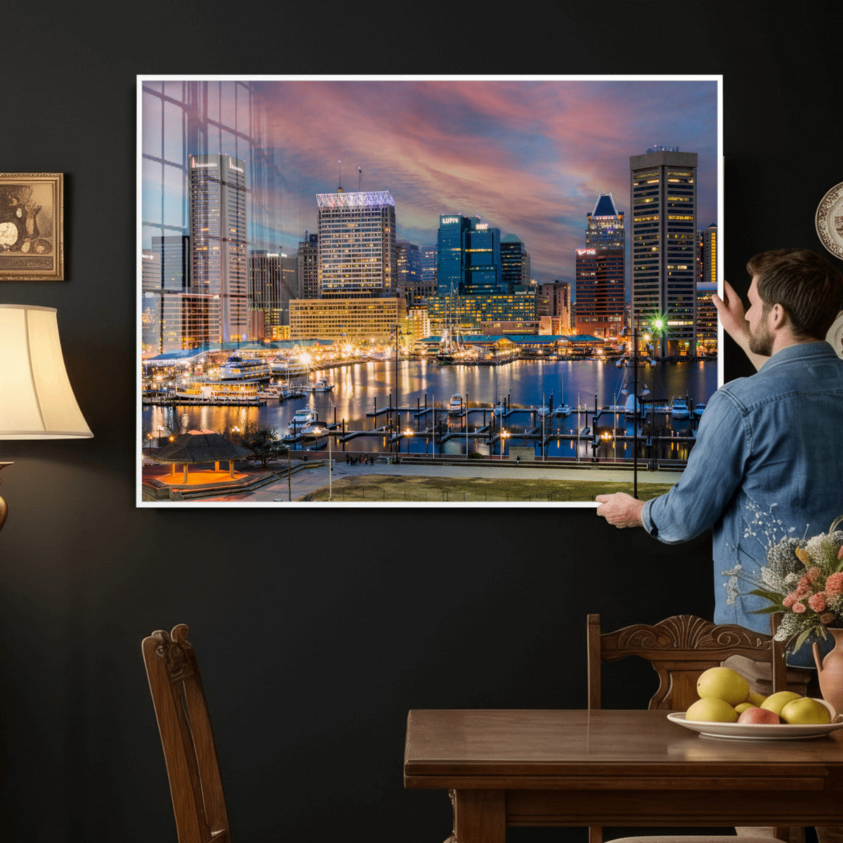 Baltimore Skyline Wall Art Canvas Print, Baltimore Downtown