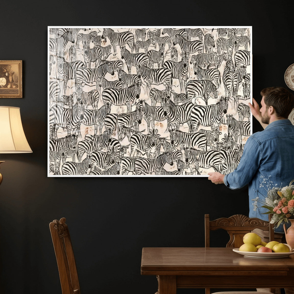 Abstract Zebra Wall Art Canvas Print for Farmhouse Decor