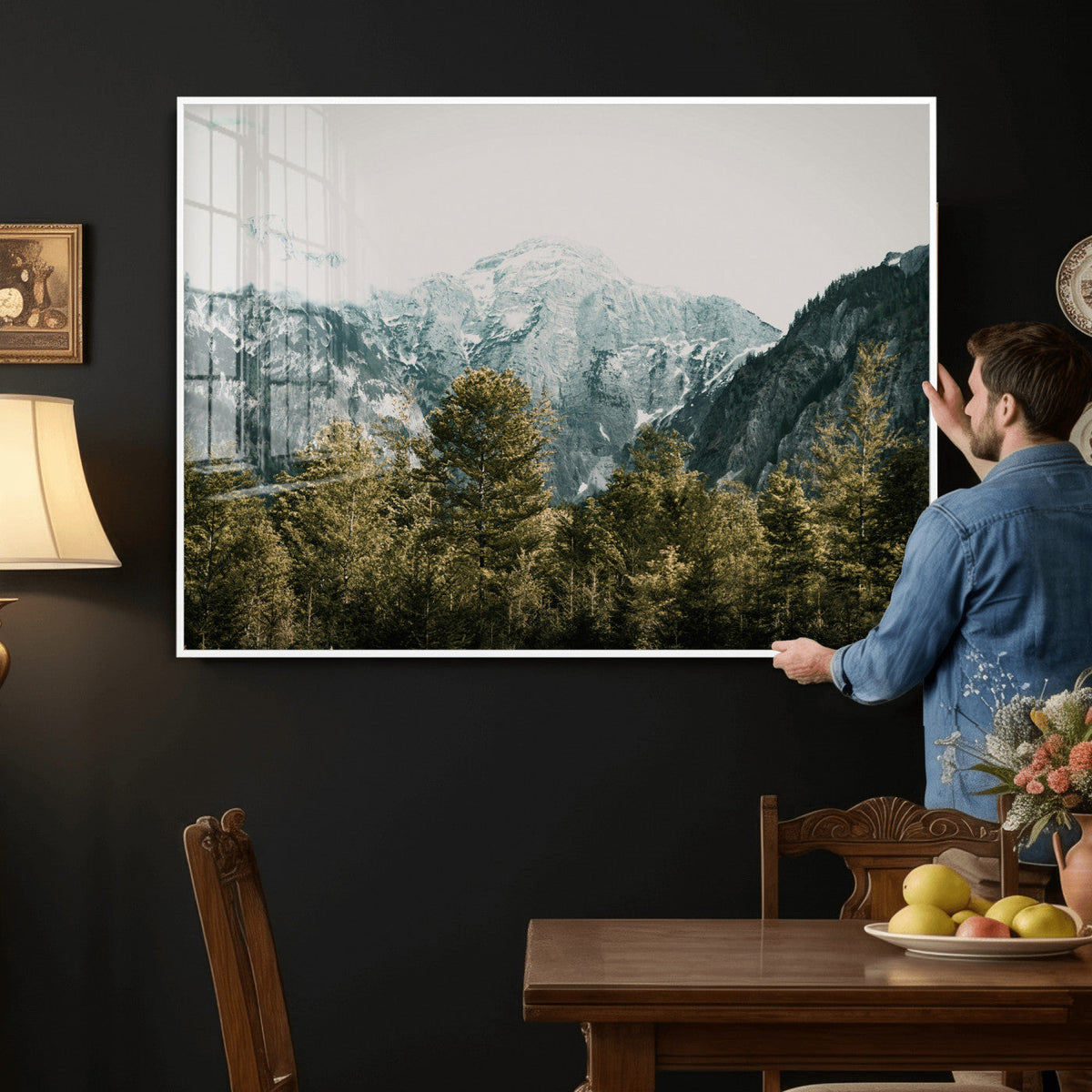 Mountain Forest Wall Art Canvas Print, Alpine Landscape