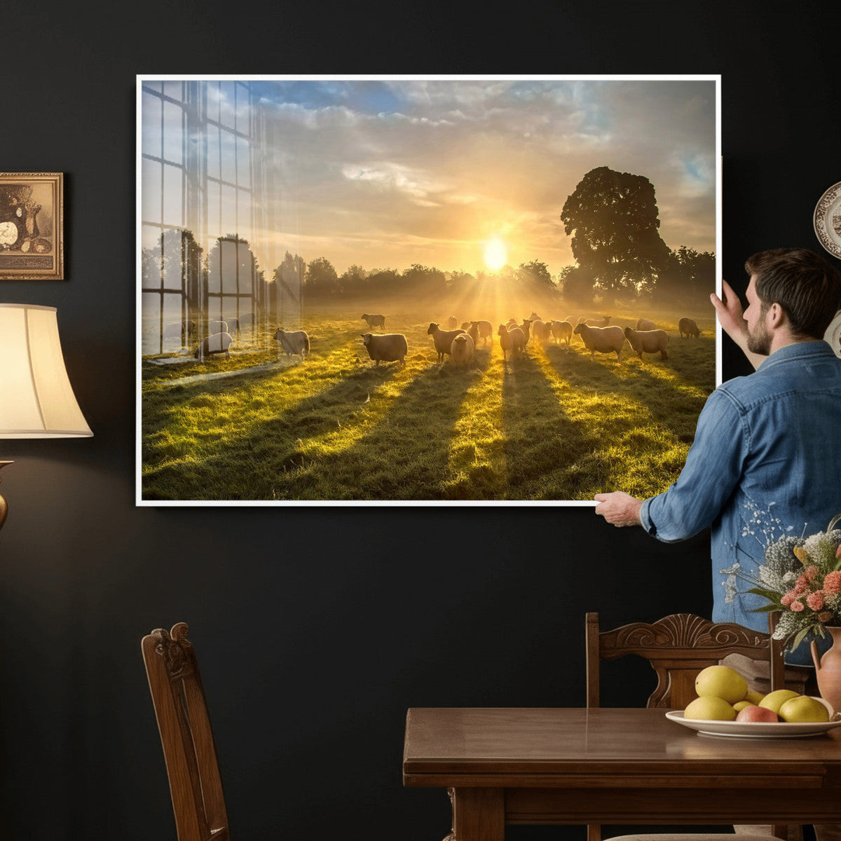 Sheep Wall Art Canvas Print – Rural Farm Animal Artwork