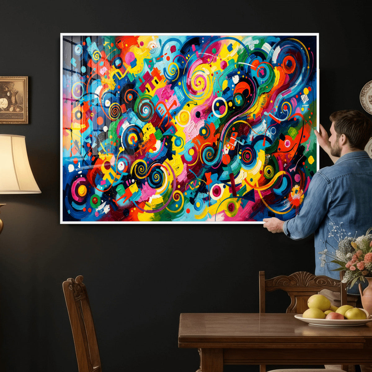 Geometric Abstract Wall Art Canvas Print, Bold Color