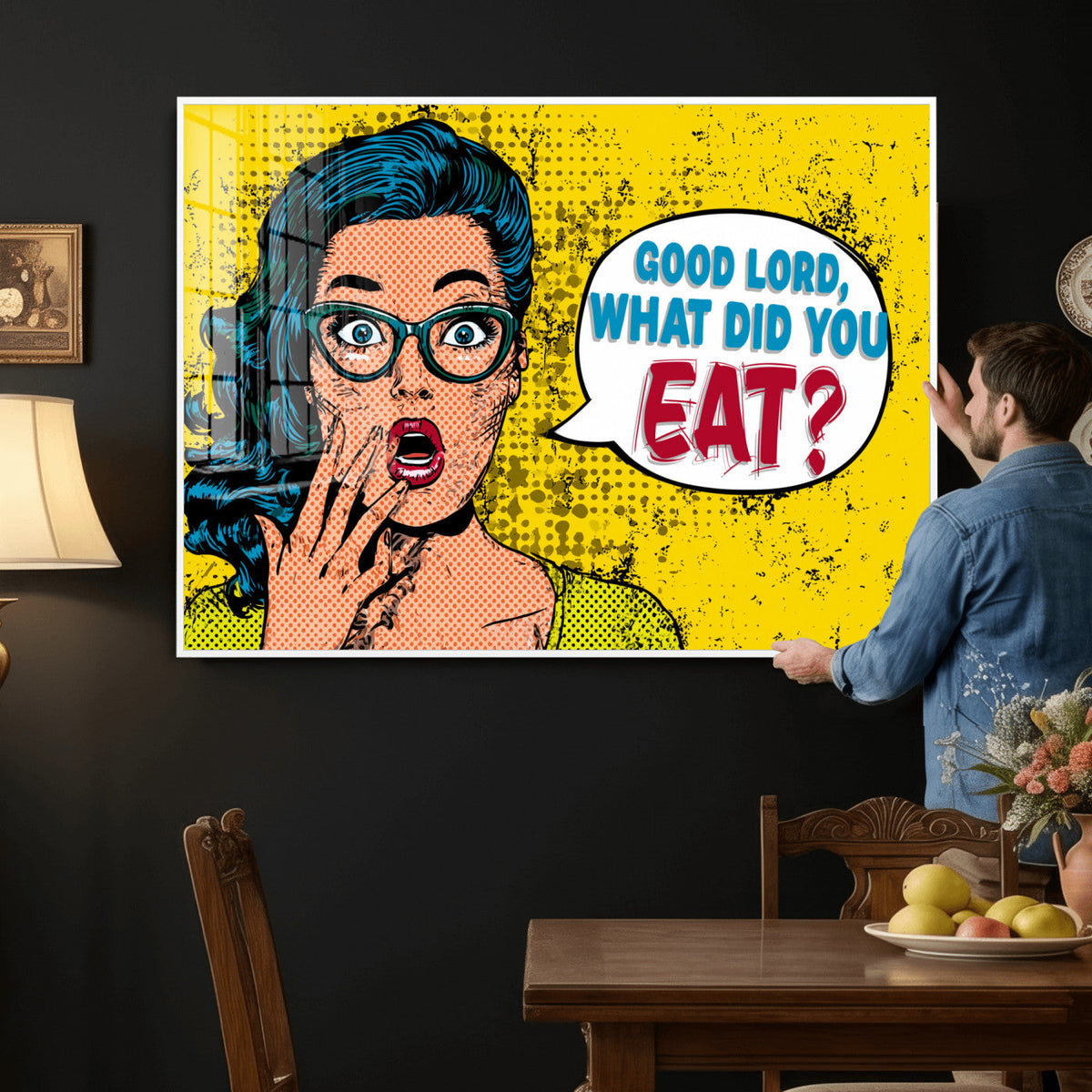 Pop Art Print Bathroom Sign Wall Art Canvas Print — Funny