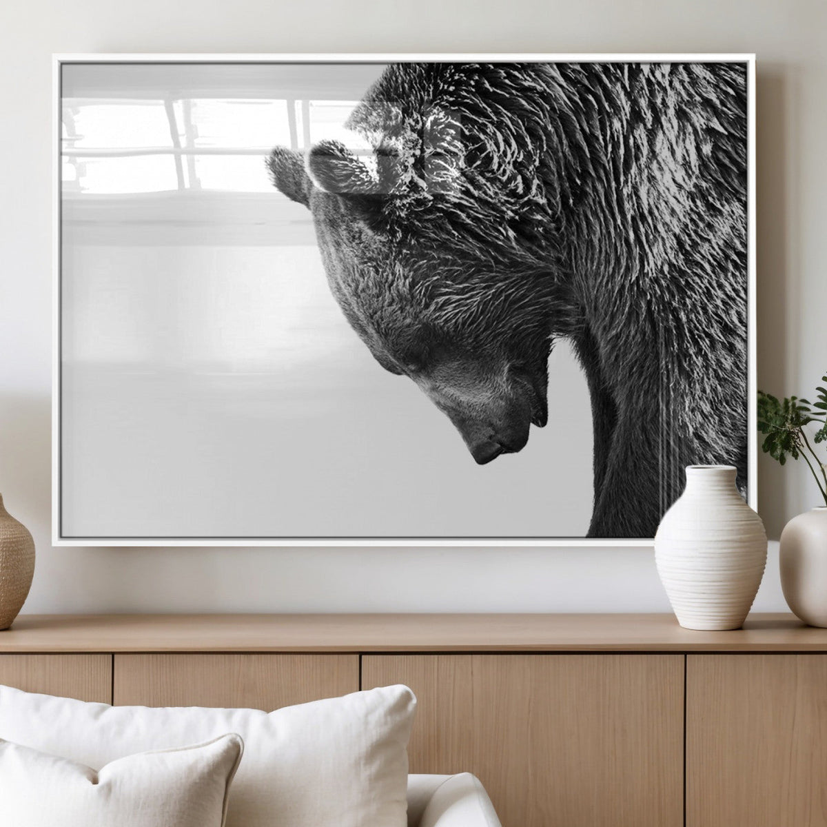 Black and White Grizzly 399 Bear Canvas Print Wall Art |