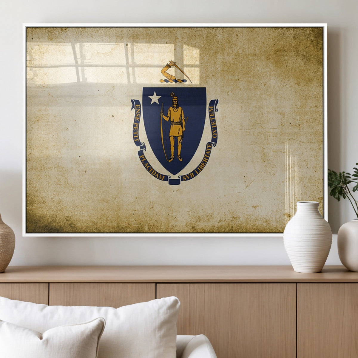 Massachusetts Flag Wall Art Canvas Print