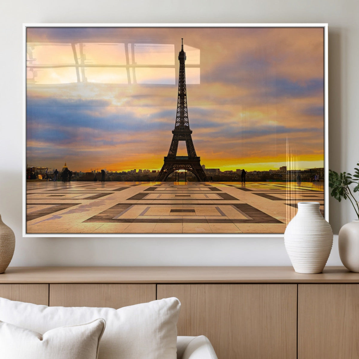 Paris Eiffel Tower Sunset Canvas Wall Art Print - Iconic