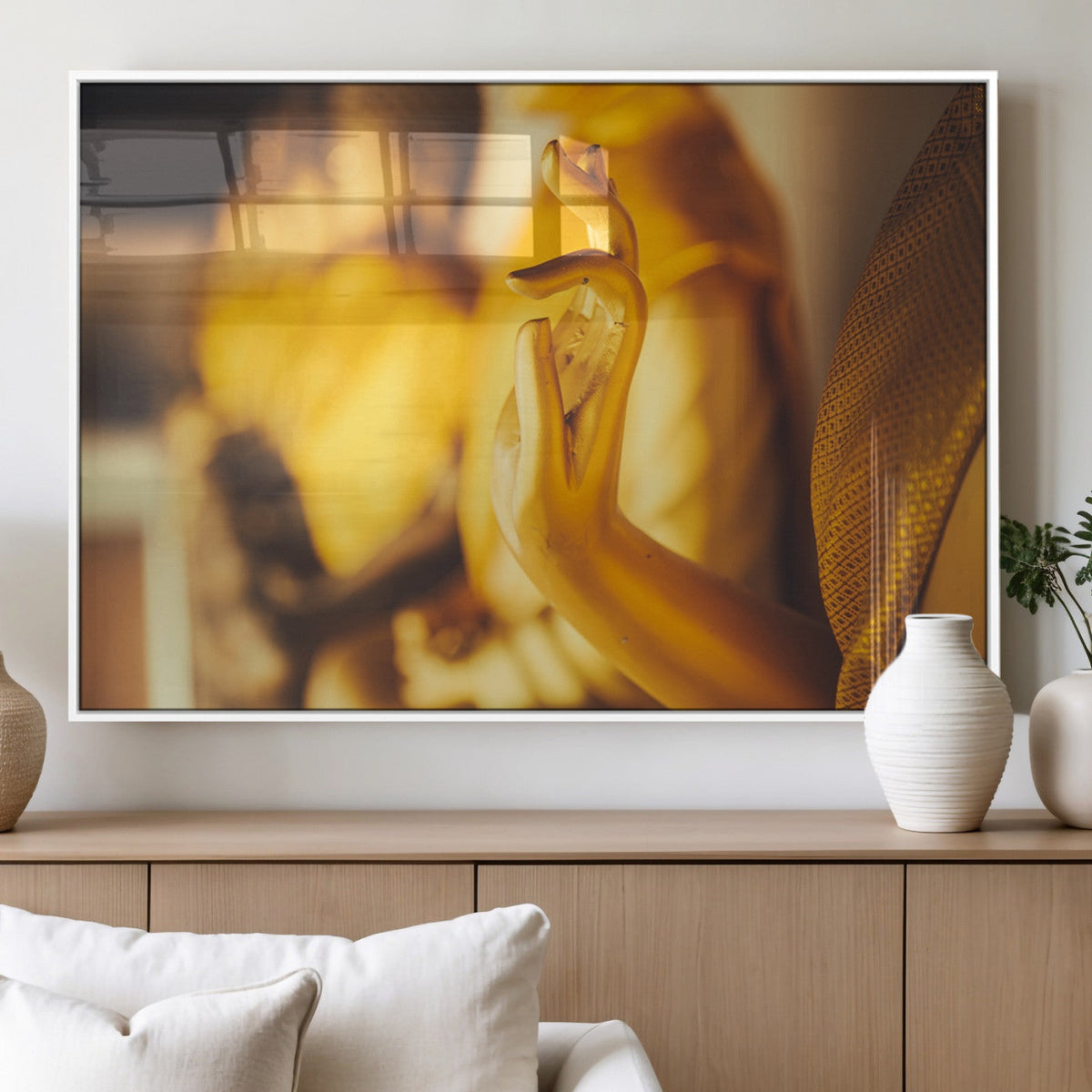 Gold Buddha Statue Hands Wall Art Canvas Print