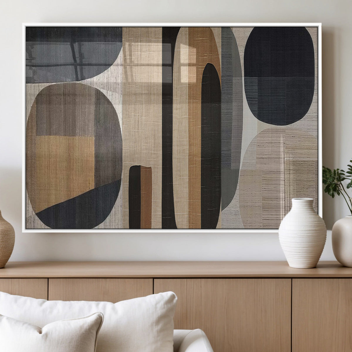 Abstract Minimalist Canvas Wall Art - Neutral Geometric