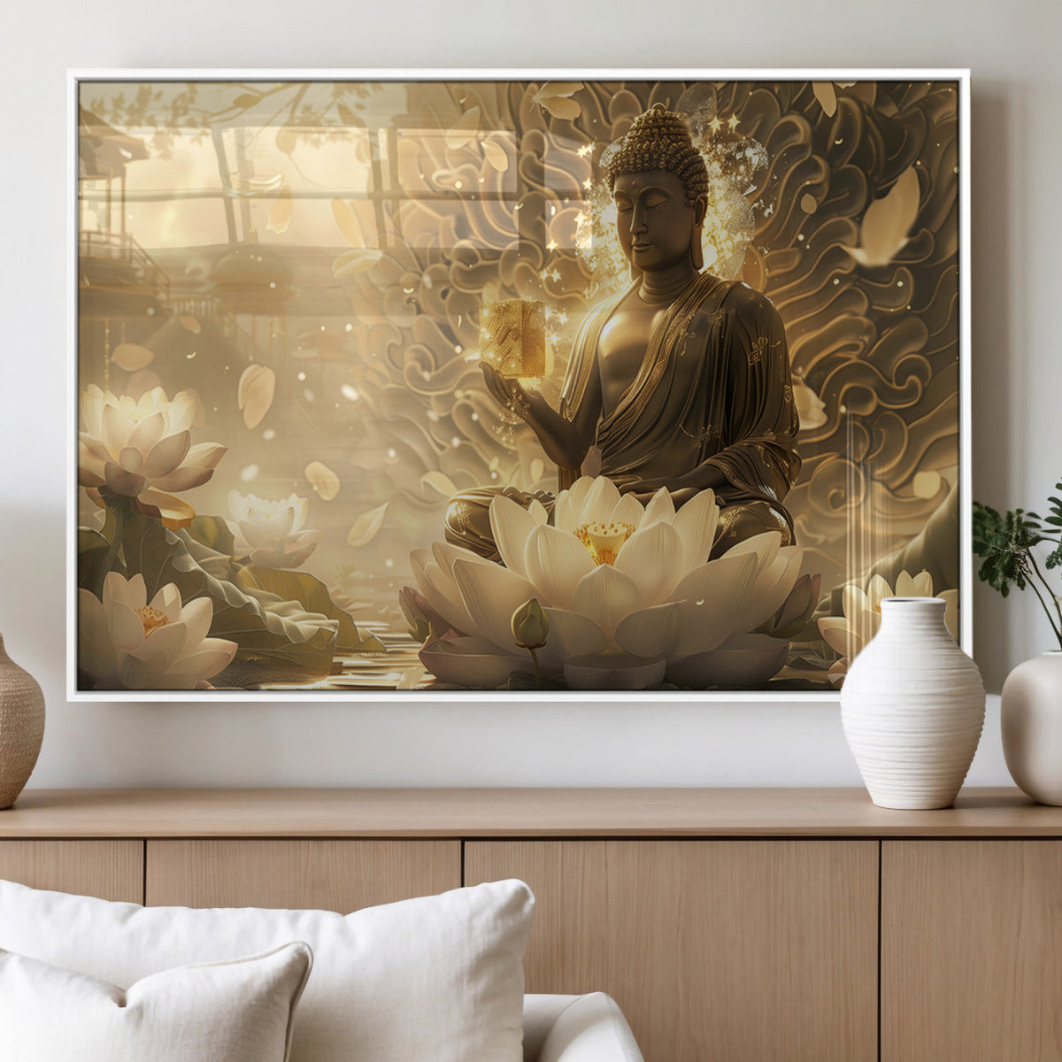 Golden Buddha Wall Art | Yoga Room Decor and Meditation Room