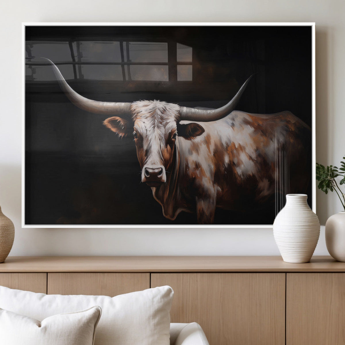 Texas Longhorn Wall Art Canvas Print | Western Ranch Decor |