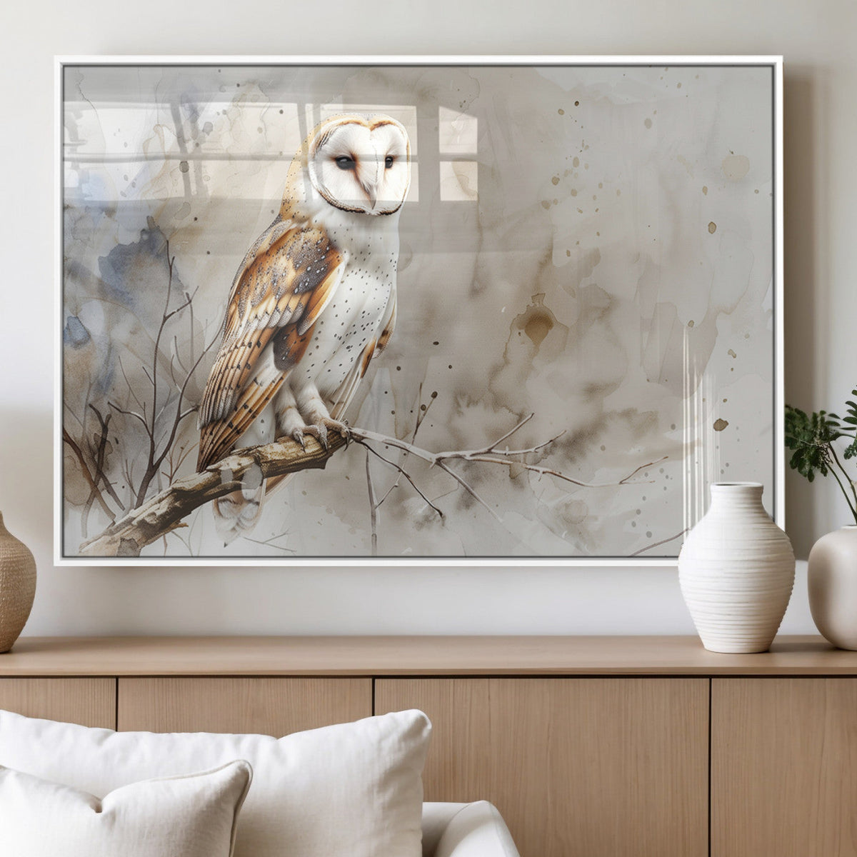 Barn Owl Wall Art | Watercolor Canvas Print | Perfect for