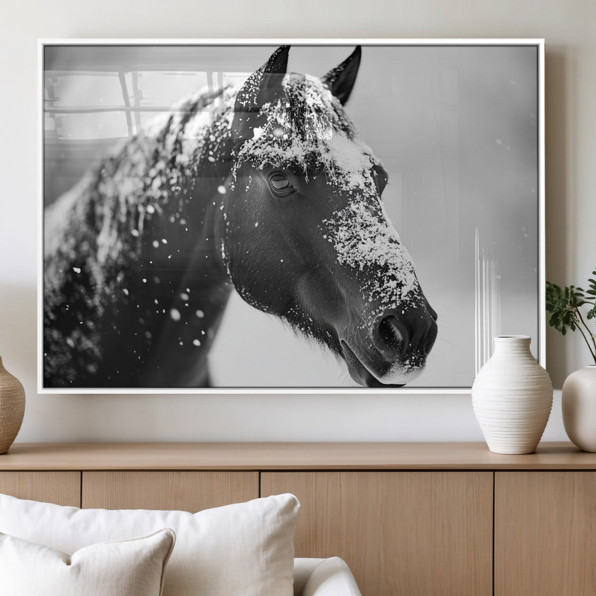 Horse Canvas Print - Winter Horse Snow Wall Art Canvas Print