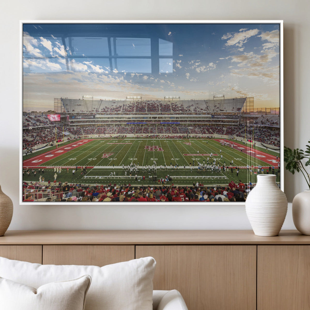 Framed Houston Cougars Football Team Print - Houston TDECU