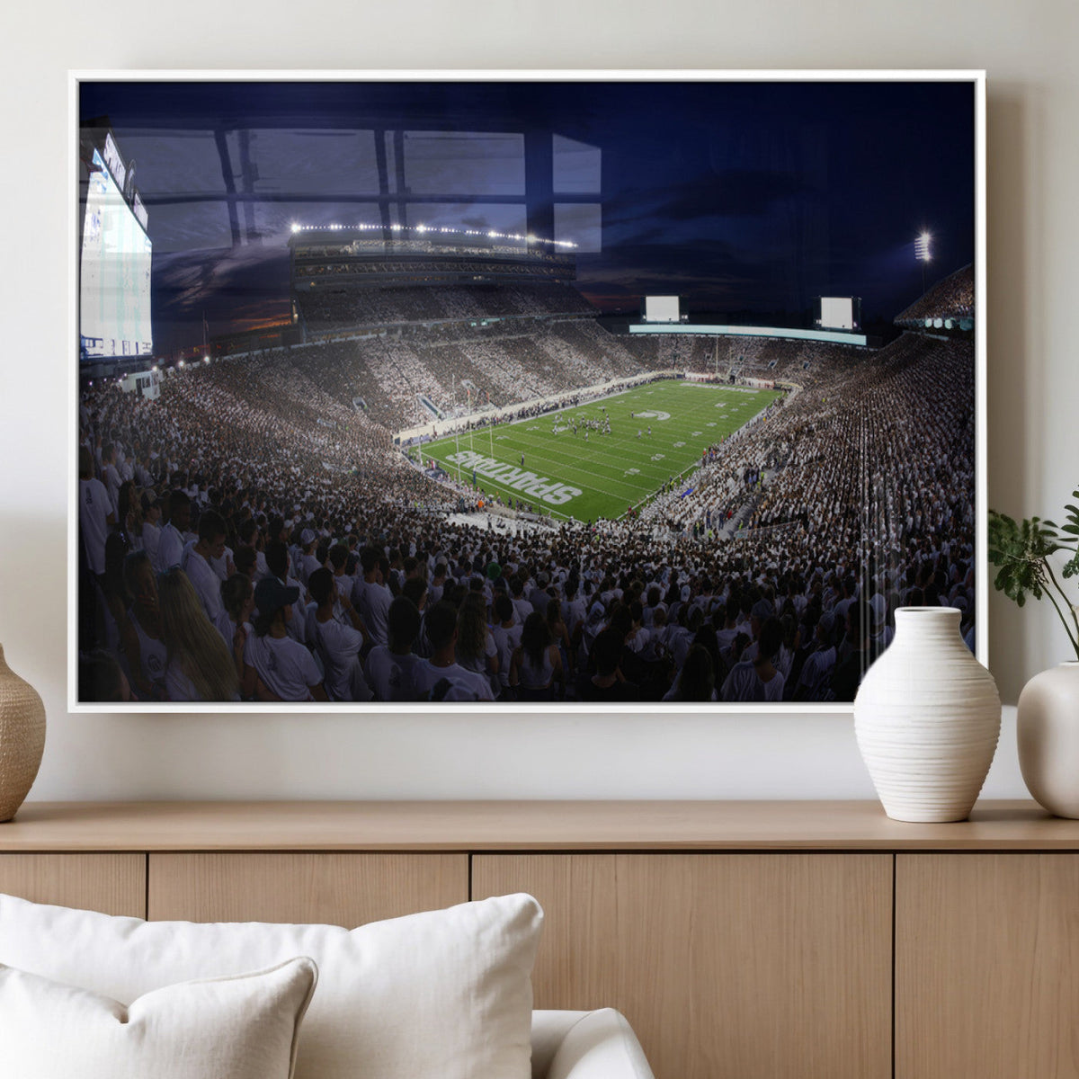 Michigan State Spartans Canvas, Framed Football Team Print -